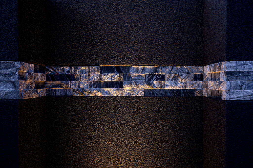 黒を基調にした重厚感と高級感あふれるグランドアートウォール外構デザイン イメージ31